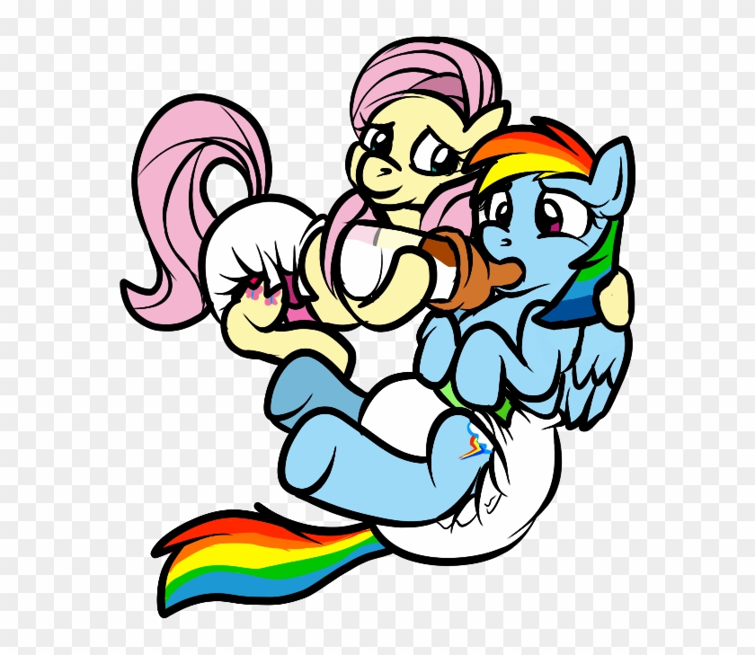 Rainbow Dash Is A Big Babby - Rainbow Dash And Fluttershy In Diapers #1310490