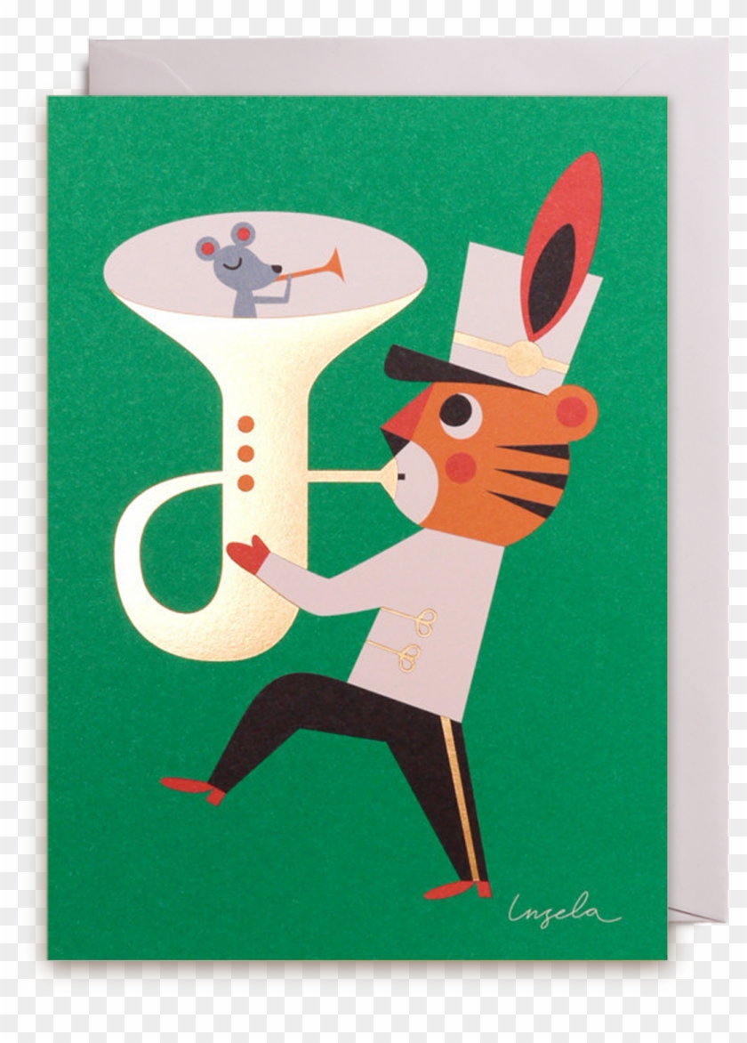 Brass Band Tiger Greeting Card - Cartoon #1310536