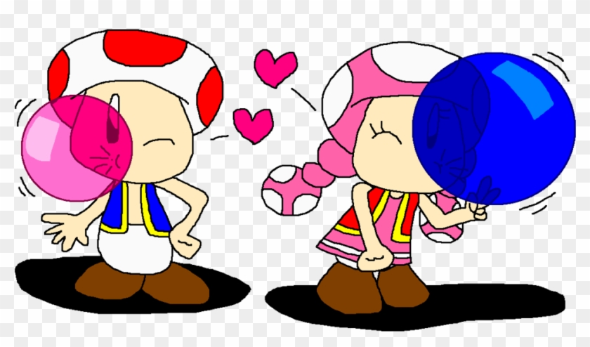 Toad And Toadette Bubble Blowing By Pokegirlrules - Cartoon #1310608