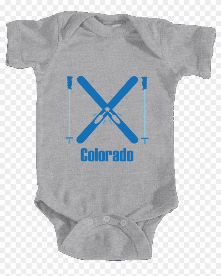 Ski Colorado Crossed Snow Skis - Geek Baby Clothes, Geek Baby Onesie, Geekery Onesie, #1310708