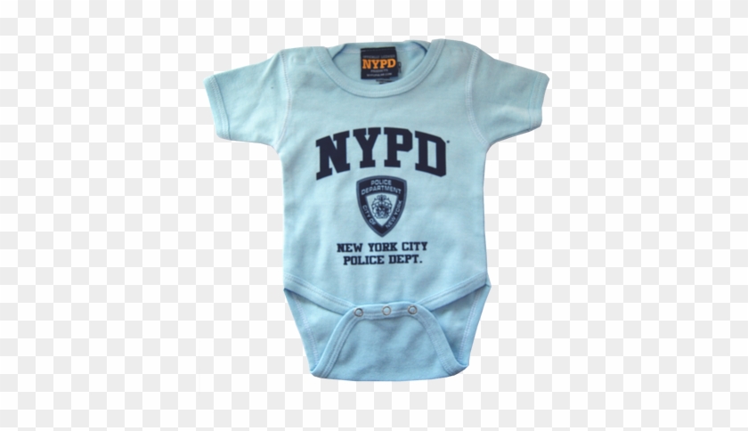 Nypd Infant Onesie Light Blue With Navy Chest Print - Nypd T Shirt #1310727