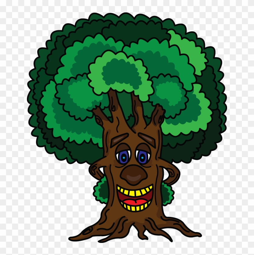 Drawing Tutorial For A Smiling Cartoon Tree Http - Cartoon #1311091