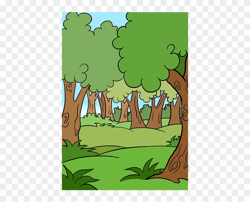 How To Draw Cartoon Forest - Forest Easy To Draw #1311092