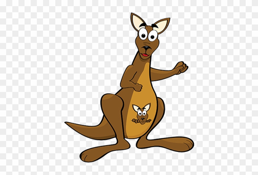 Kangaroo With Joey 4 - Happy Cartoon Kangaroo #1311353