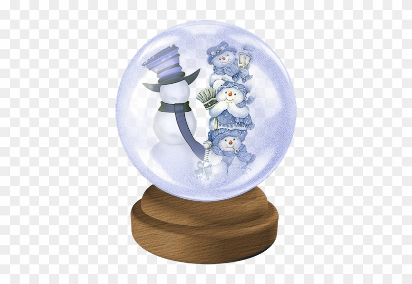 Transparent Christmas Snowglobe With Snowmans Clipart - Christmas #1311921