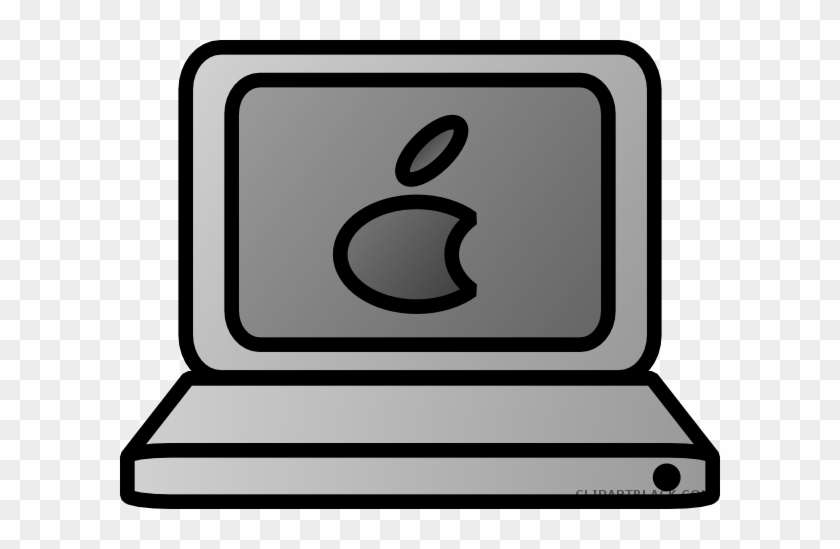 Mac Computer Tools Free Black White Clipart Images - Laptop Apple Cartoon Png #1312222