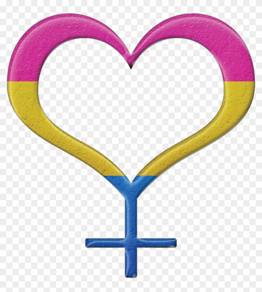 Pansexual Pride Heart Shaped Female Gender Symbol In - Girl Symbol Rainbow #1312613