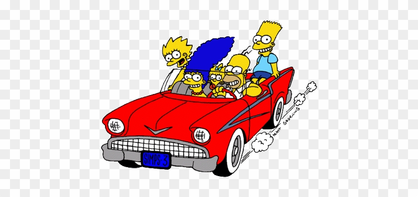 Cartoon - The Simpsons - Bart Lisa Maggie Car #1312806