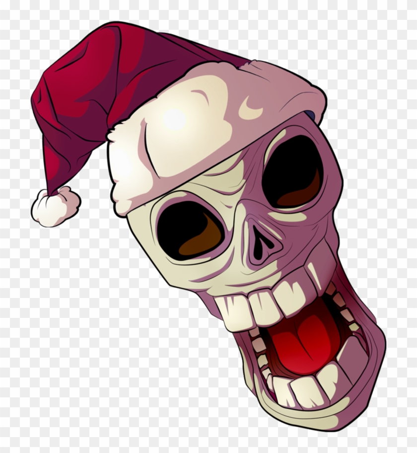 Cartoon Skull In A Santa Hat By Eballen - Skull With Santa Hat #1312831