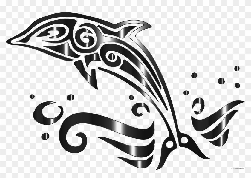 Chromatic Dolphin Animal Free Black White Clipart Images - Dolphin Wall Decals Stickers #1312890