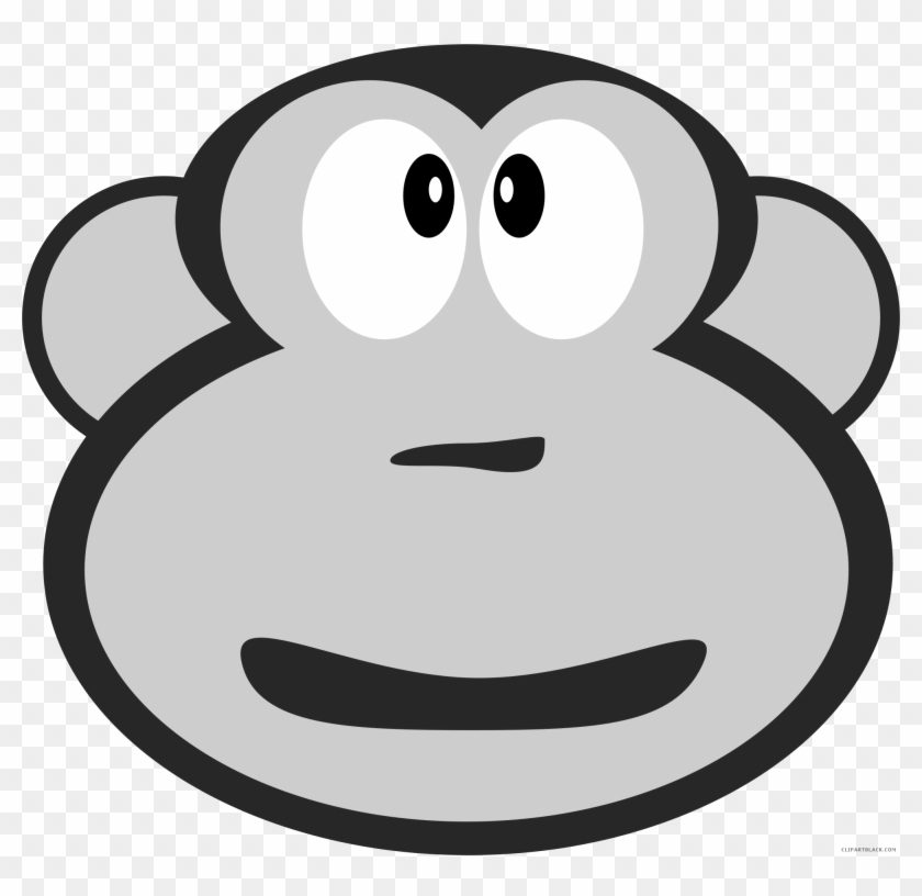 Monkey Head Animal Free Black White Clipart Images - Clip Art #1313133