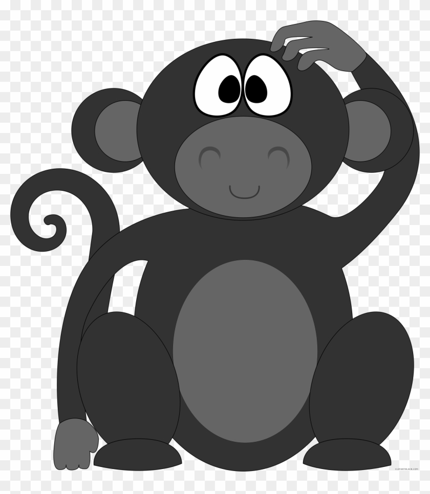 Cartoon Monkey Animal Free Black White Clipart Images - Cartoon Monkey Cartoon Monkey Oval Ornament #1313134