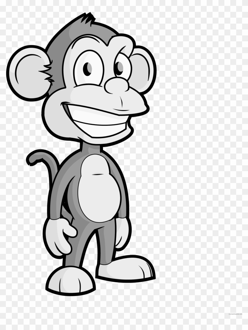 Cartoon Monkey Animal Free Black White Clipart Images - Clip Art #1313135