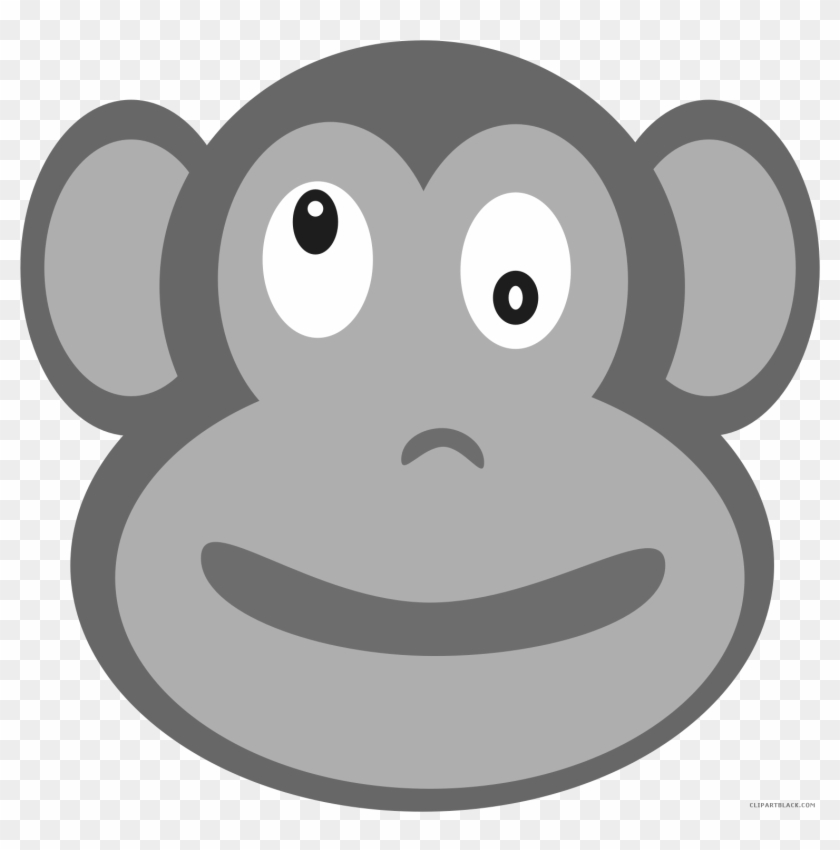 Monkey Head Animal Free Black White Clipart Images - Cartoon #1313143