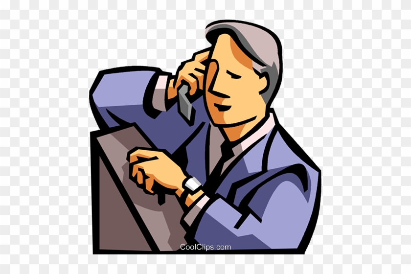 Man Talking On A Cell Phone Royalty Free Vector Clip - Man Talking On The Phone Clipart #1313716