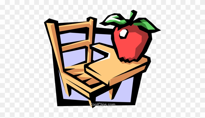School Desk With Apple Royalty Free Vector Clip Art - My Little Story Book #1313783