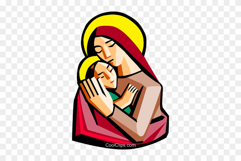Mother Mary With Baby Jesus Royalty Free Vector Clip - Mother Of Mercy Vector #1313786