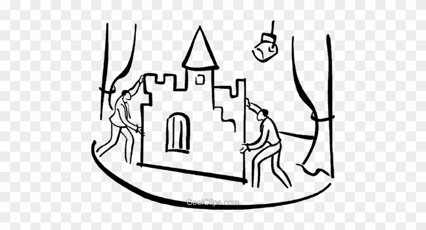 Stage Hands Setting Up Props Royalty Free Vector Clip - Clip Art #1313954