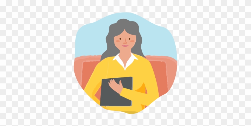 A Woman Holding A Tablet - Illustration #1313979