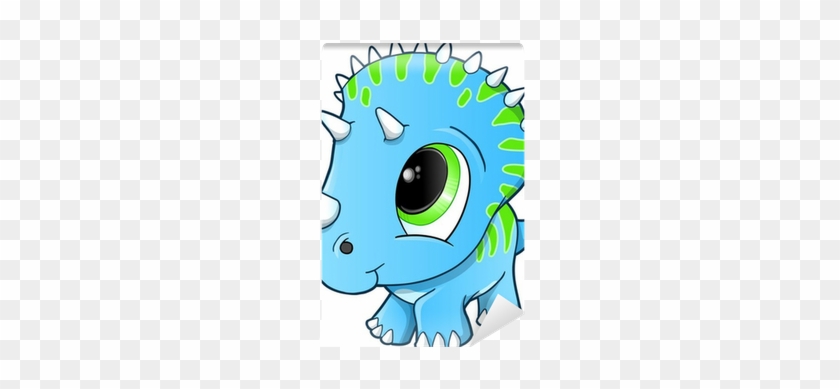 Cute Baby Triceratops Dinosaur Vector Illustration - Cute Blue Dinosaurs #1314079