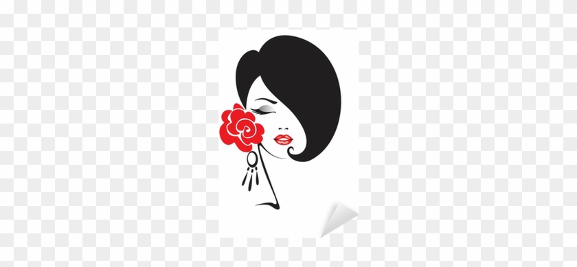 Black And White Illustration Of Elegant Woman Sticker - Rostro Silueta De Mujer #1314262