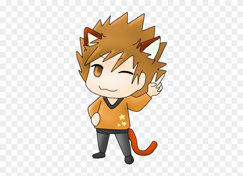 Orange Neko Boy By Monochromatic-cafe - Cartoon #1314498