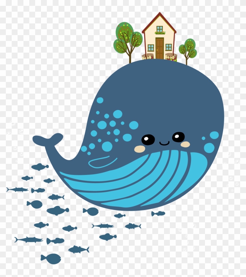 Blue Whale On The Hut - Cartoon #1314980
