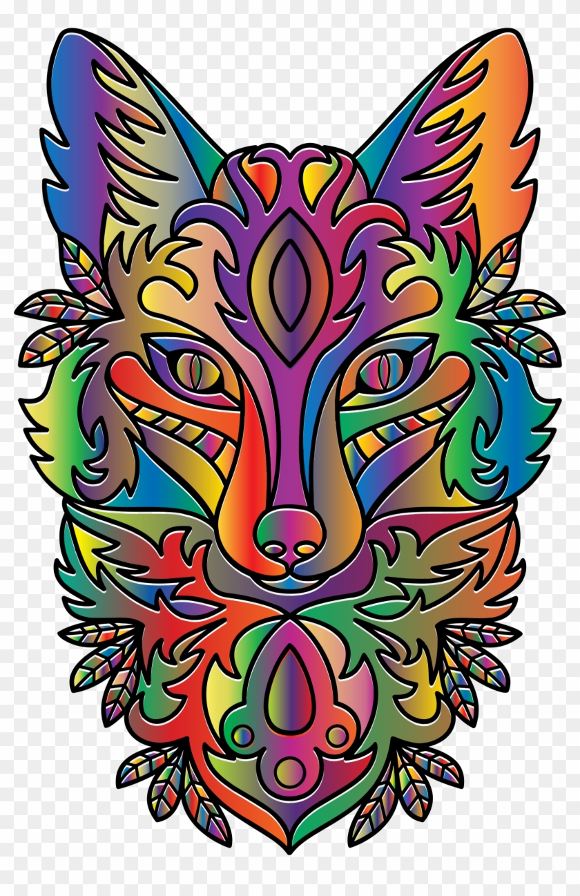 Prismatic Ornamental Fox Line Art Bclipart Prismatic - Illustration #1315101