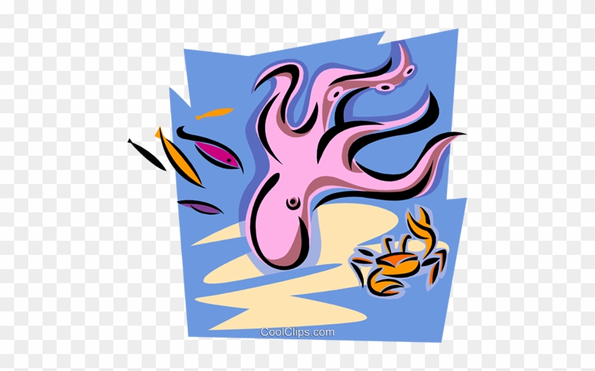 Aquatic Design With Octopus Royalty Free Vector Clip - Mammal #1315230