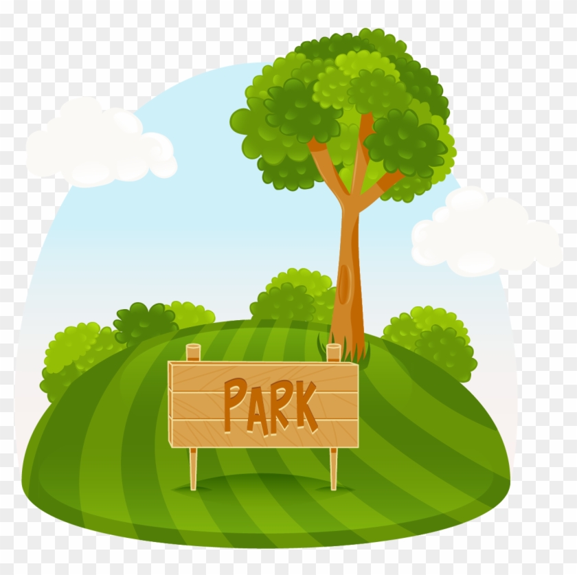 Amusement Park Tree Illustration - Trees Park Cartoon Png #1315391