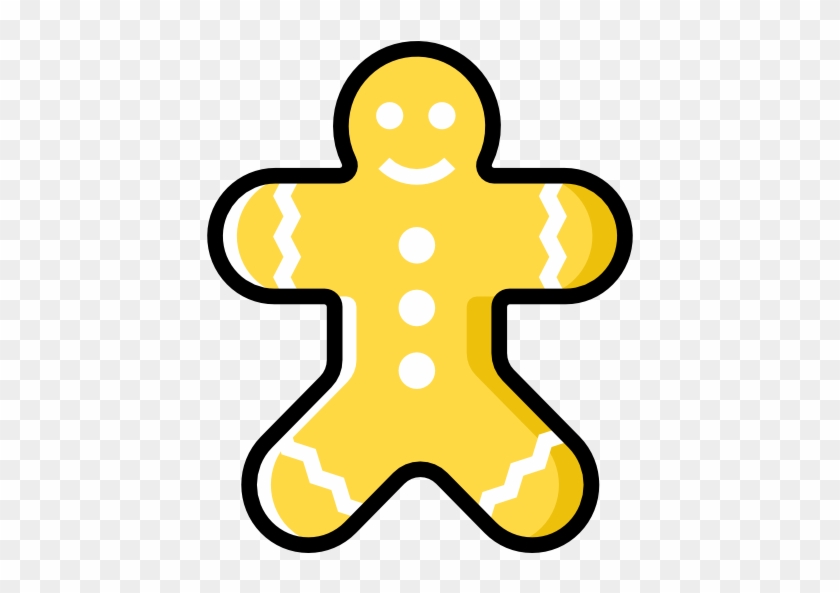 Gingerbread Man Free Icon - Yellow Gingerbread Man Cookie #1315468