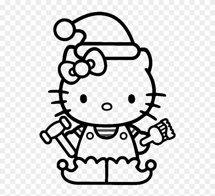 Hello Kitty Christmas Hat Coloring For Kids - Christmas Elf Coloring Pages #1315555