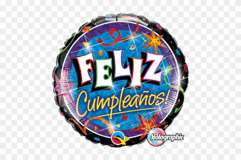 18" Redondo, Holografico, Feliz Cumpleaños, Estrellas - Cumpleanos Glitzy Stars Black Foil Mylar Balloon | #1315873