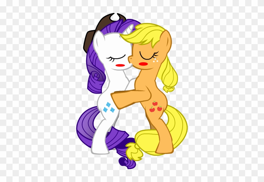 My Little Pony Rarity And Applejack Kiss - Rarity And Applejack Kissing #1316101