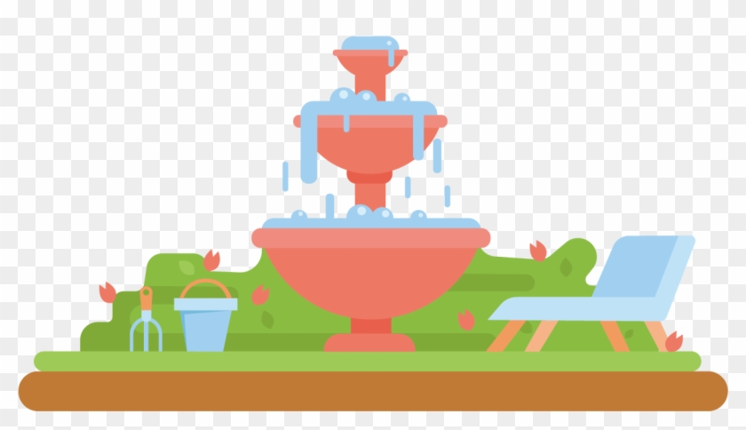 Fountain Garden Park Clip Art - รูป การ์ตูน สวน สาธารณะ #1316260