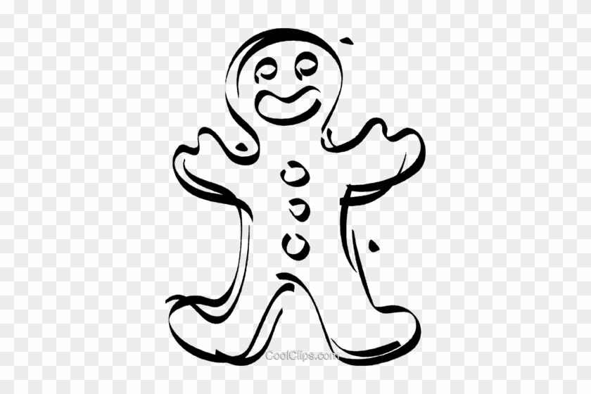 Gingerbread Man Royalty Free Vector Clip Art Illustration - Line Art #1316544