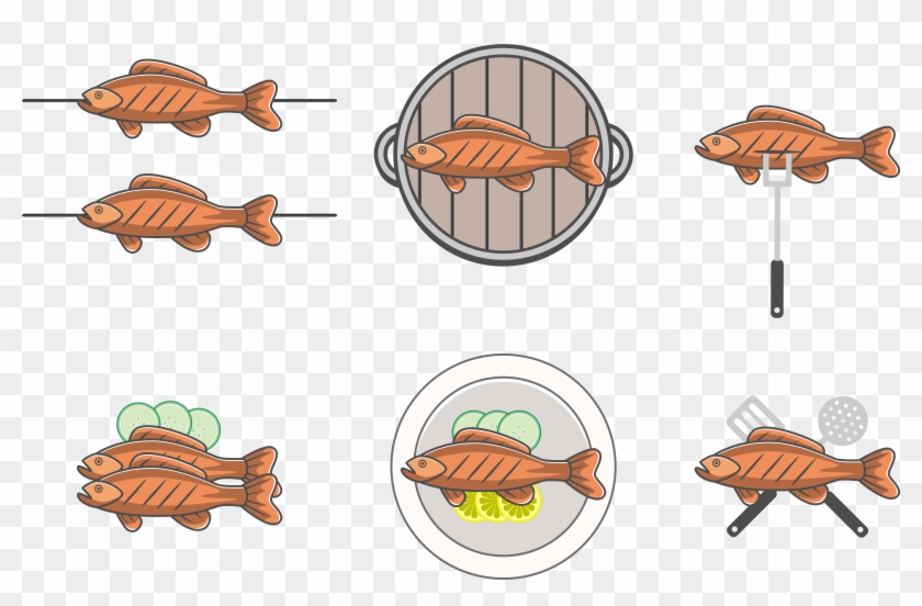 Fried Fish Roasting Clip Art - Fried Fish Vector #1316879