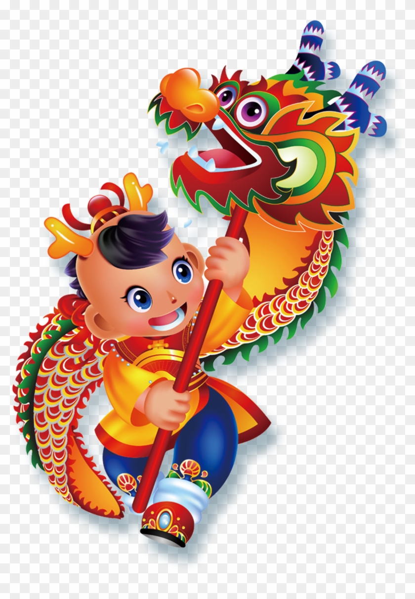 Dragon Dance Lion Dance Chinese New Year Cartoon Illustration - Chinese New Year Lion Png #1317638