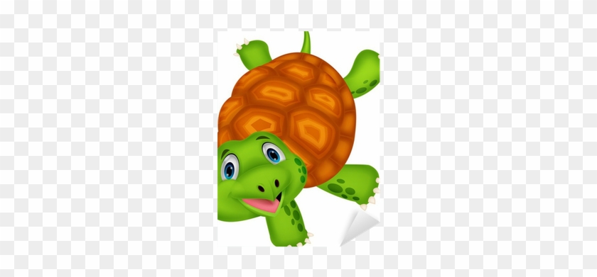 Cute Turtle Cartoon Standing With Hand Sticker • Pixers® - Turtle #1318274