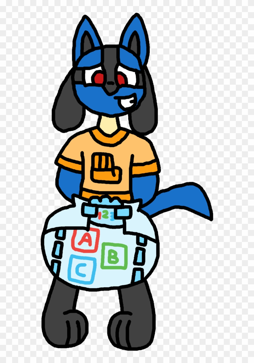 Luke The Lucario By Diaperbuttquartzie - Lucario Wearing A Diaper #1318353