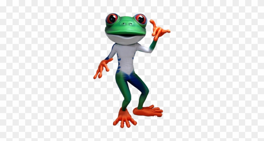 Green Frog Mascot, White, Blue And Orange - Rana Verde Con Naranja #1318393