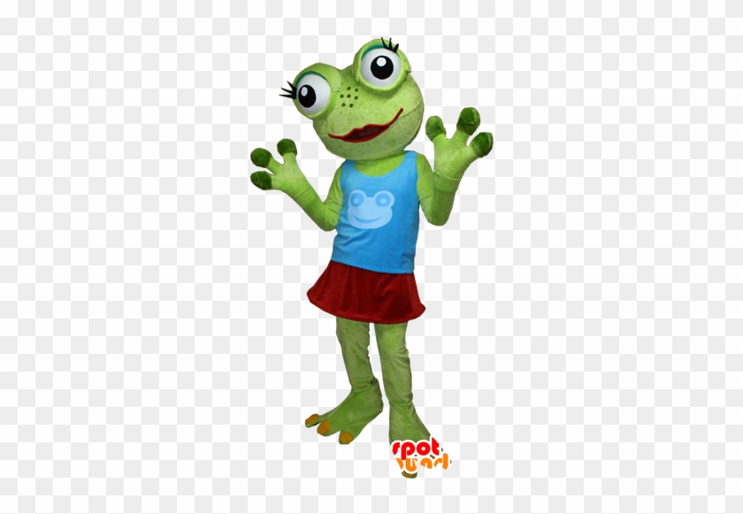 Mascot Very Funny Green Frog With Big Eyes - Cartoon #1318439