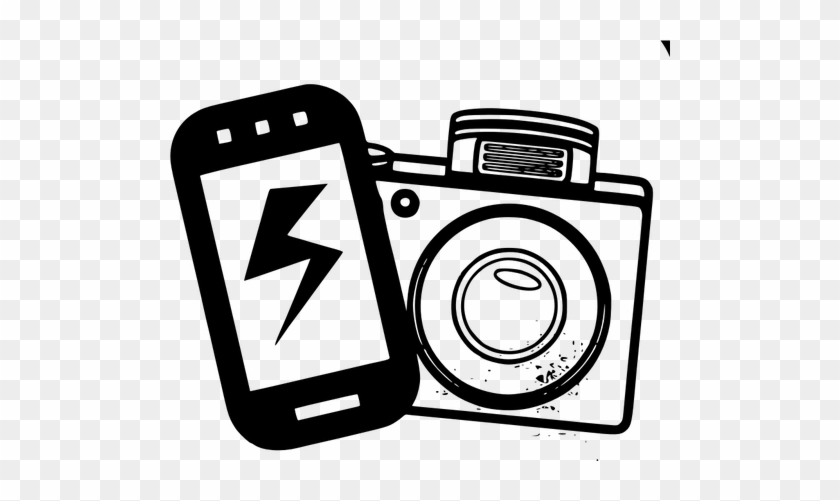 Mobile Phone And Camera Icon Vector Clip Art Public - Art Black And White Sketches About Camera #1320029