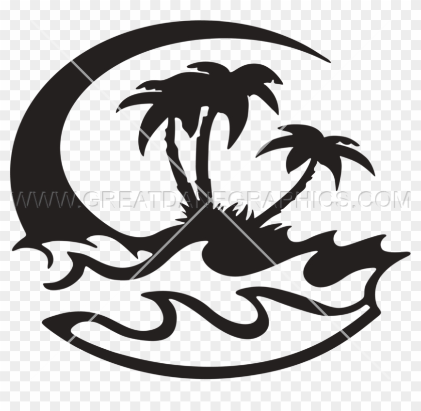 Beach - Island T Shirt Design Black And White #1320453