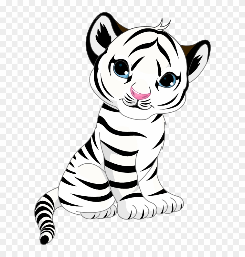Baby White Tiger Sticker, White Tiger Stickers, Animals - Fashion Jewelry Black And Silvertone Necklace #11115-26 #1321022