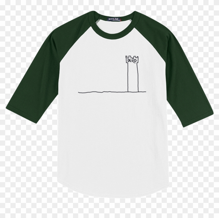 The Derp Tower Baseball Tee - White And Black Baseball Shirt Clipart #1321284