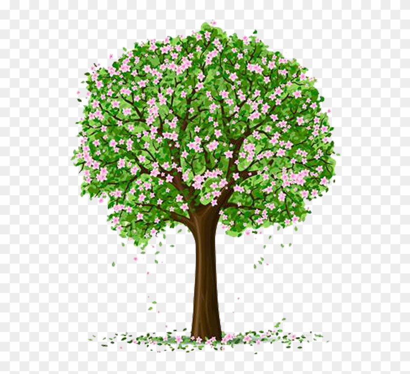 Spring Trees And Flowers - Cartoon Tree With Flowers #1321303