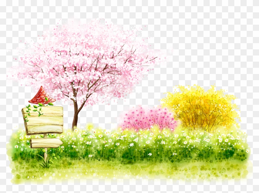 Cartoon Cherry Blossom Illustration - Cartoon Cherry Blossom Illustration #1321362