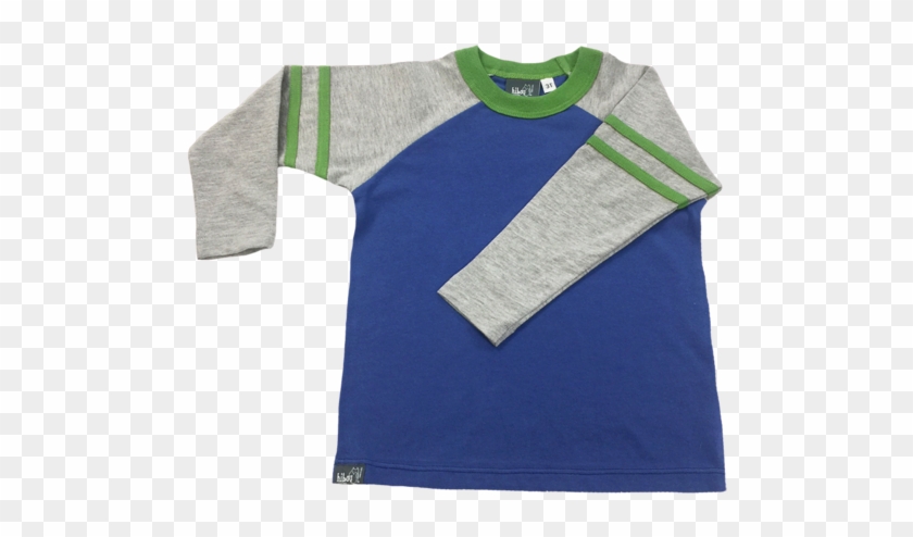 Blue Raglan, Gray Sleeves With Green Varsity Stripes - Sweater Vest #1321404