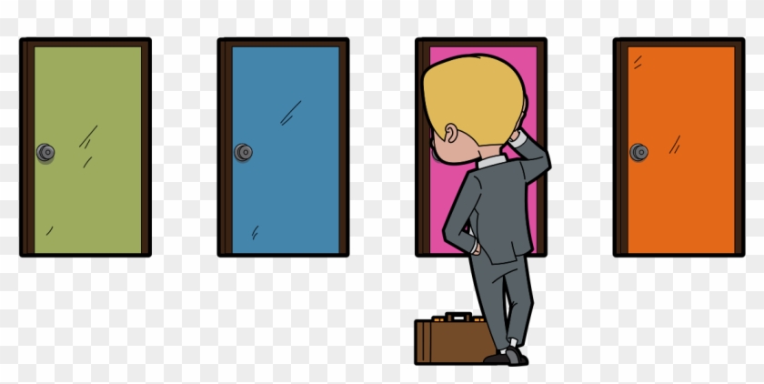 Career Change Cartoon With Multiple Doors - Cartoon With The Multiple Door #1321811